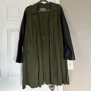 TORRID Olive Green Faux Leather Long Trench Jacket